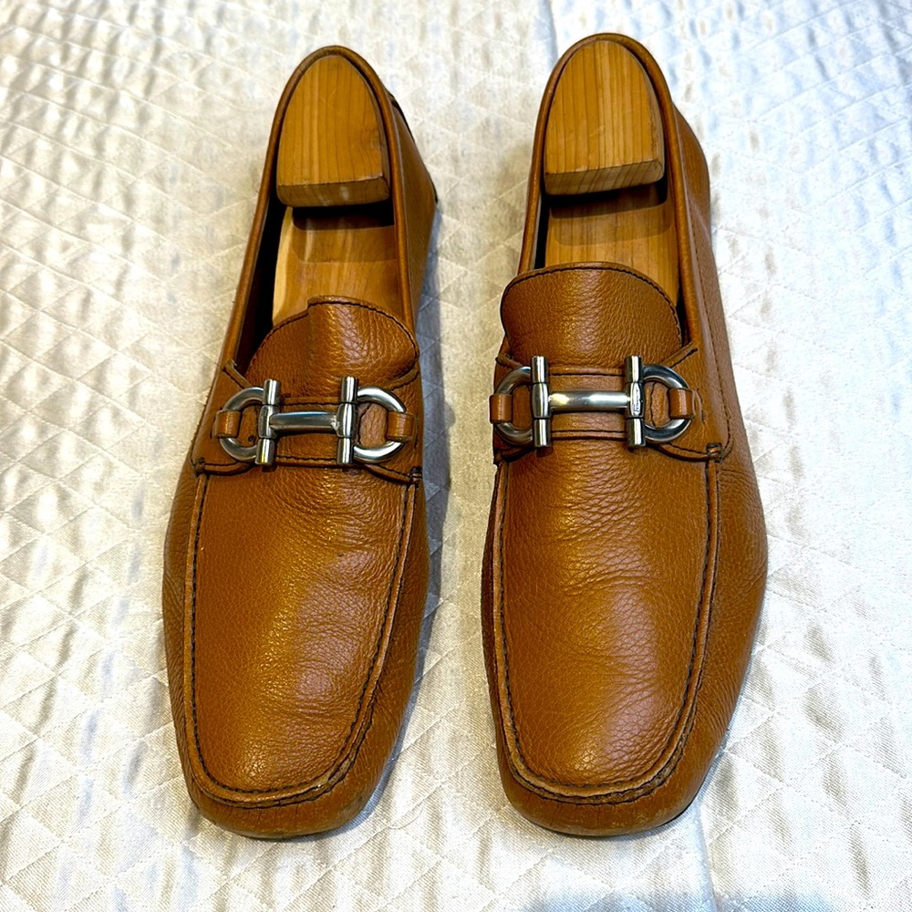 Salvatore Ferragamo Men's Leather Bit Loafers in Cognac Brown